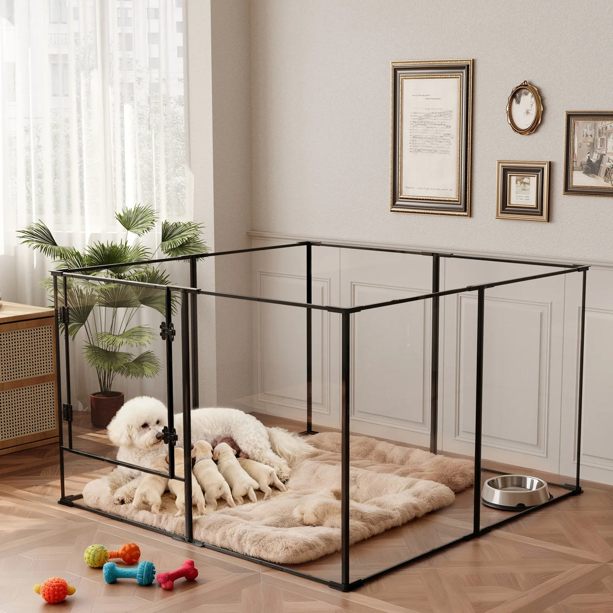 BINGOPAW 8 Panel Clear Acrylic Dog Playpen For Small Animals