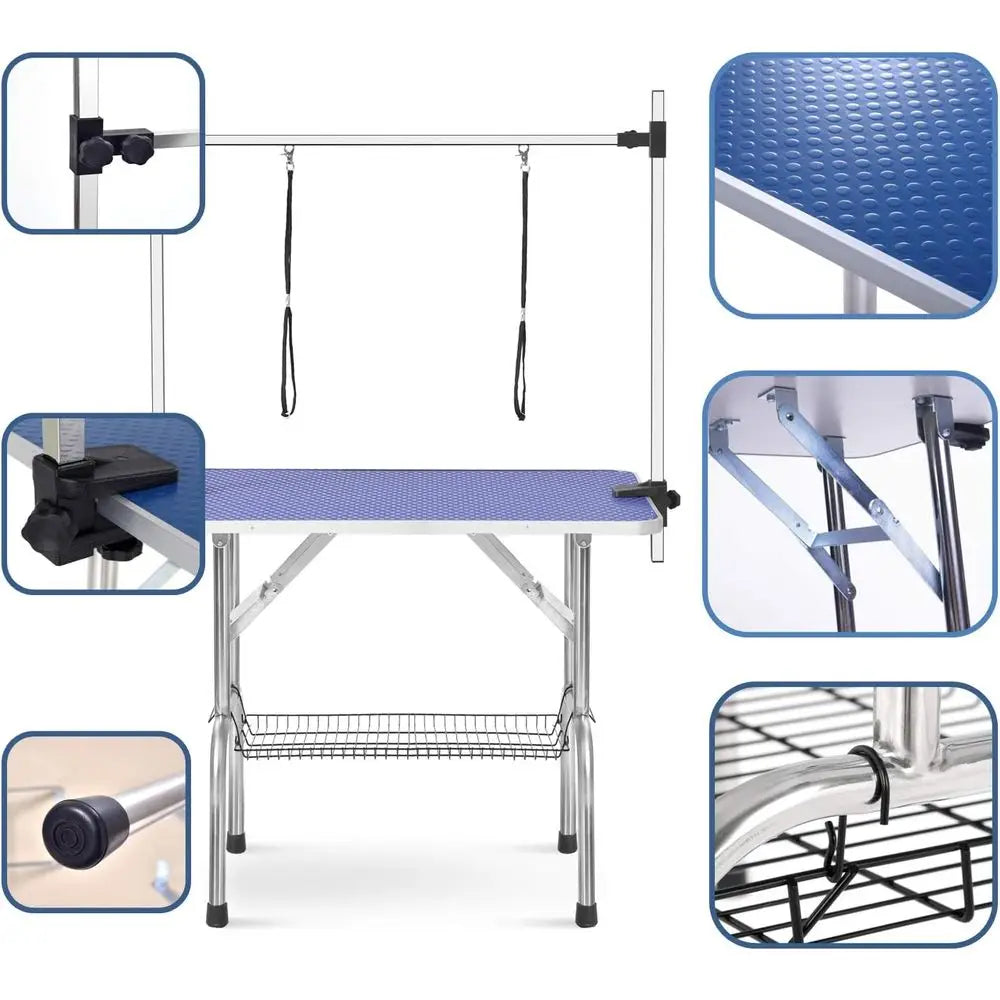 Pet Grooming Table With Adjustable Height And H-Type Arm Non-Slip