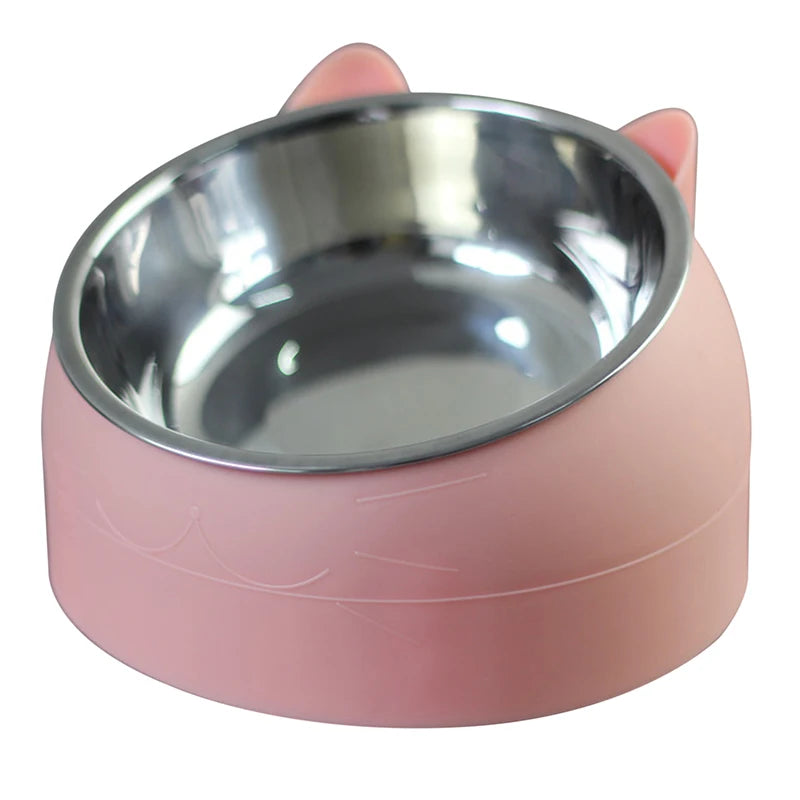Stainless Steel Cat Bowl With Non-Slip Base And 15-Degree Tilt