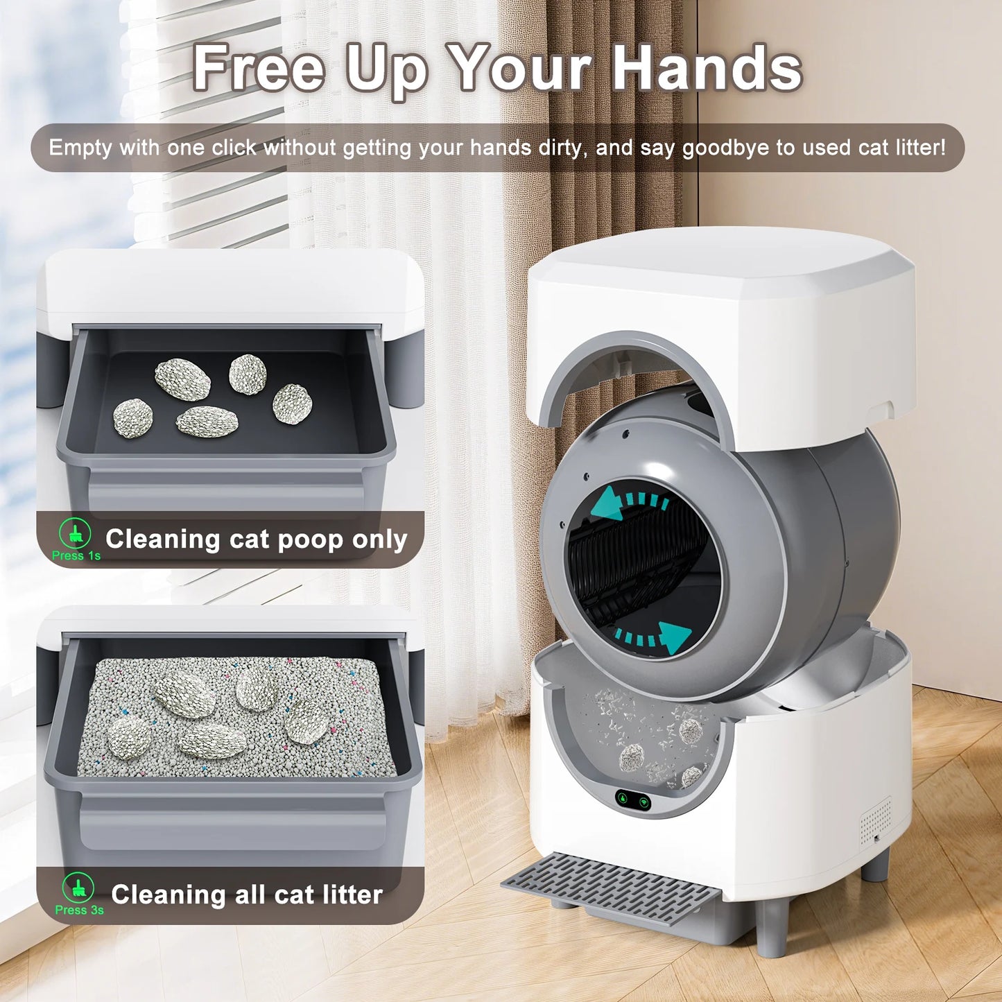 Ellenpent Automatic Self Cleaning Litter Box With App Control