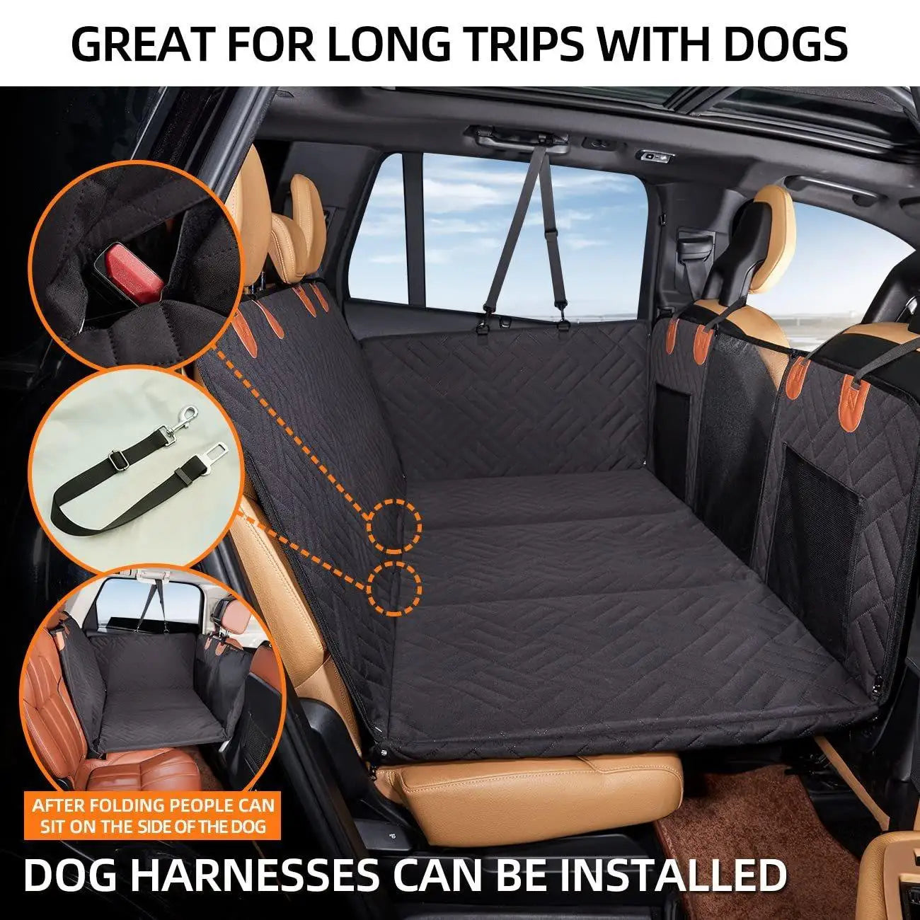 Car Back Seat Pet Cover Waterproof Protector With Safety Belt