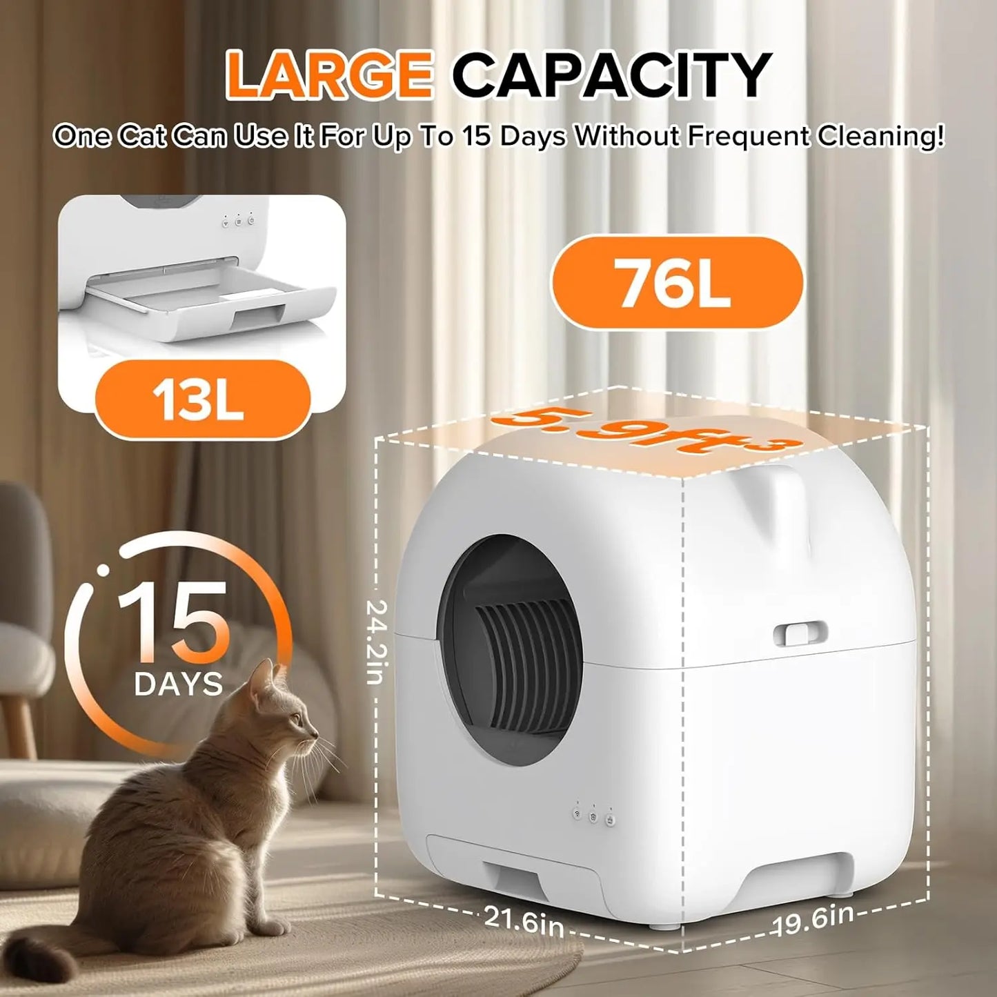 Self Cleaning Cat Litter Box Automatic With App Control