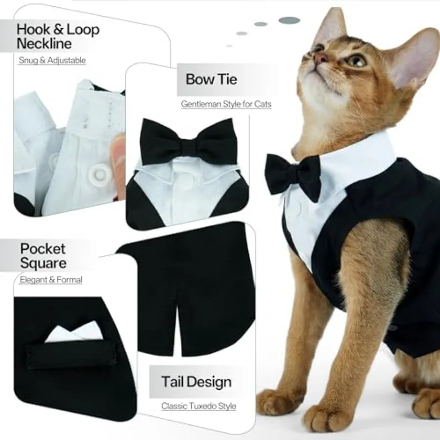 Cat Tuxedo Bow Tie Costume For Cats Soft Skin Friendly Outfit