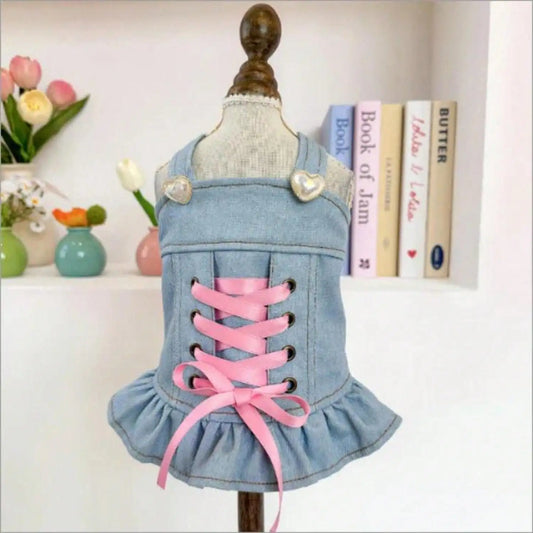 Designer Dog Denim Jacket With Fruit Print For Small Pets
