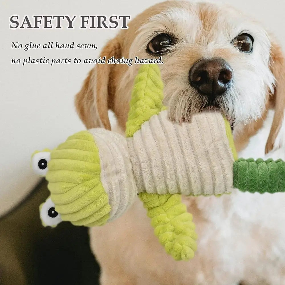 5 Pack Tough Squeaky Plush Dog Toys Assorted Animals Bundle