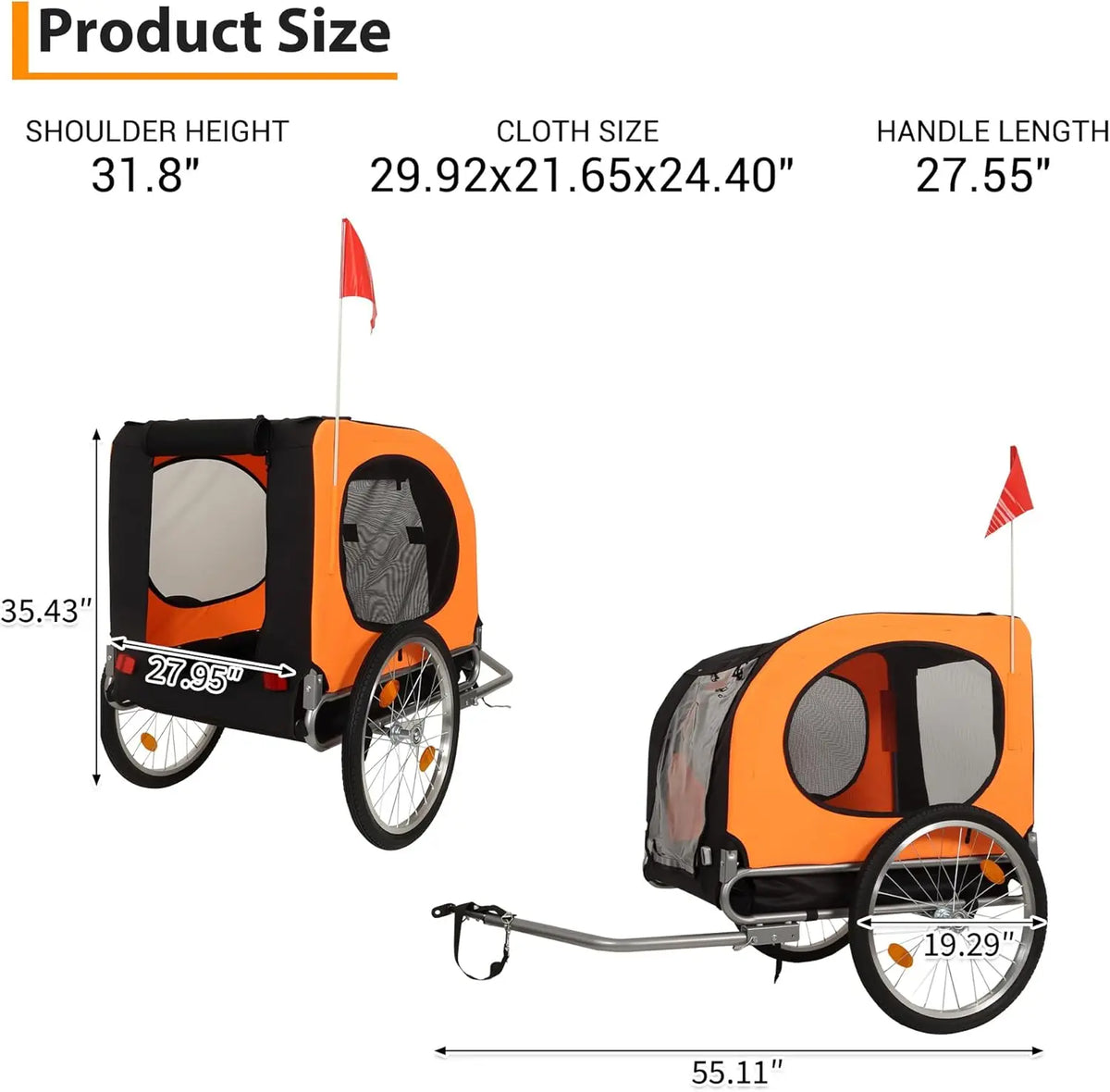 TWISTER.CK Foldable Dog Bike Trailer With Quick Release Universal Coupler
