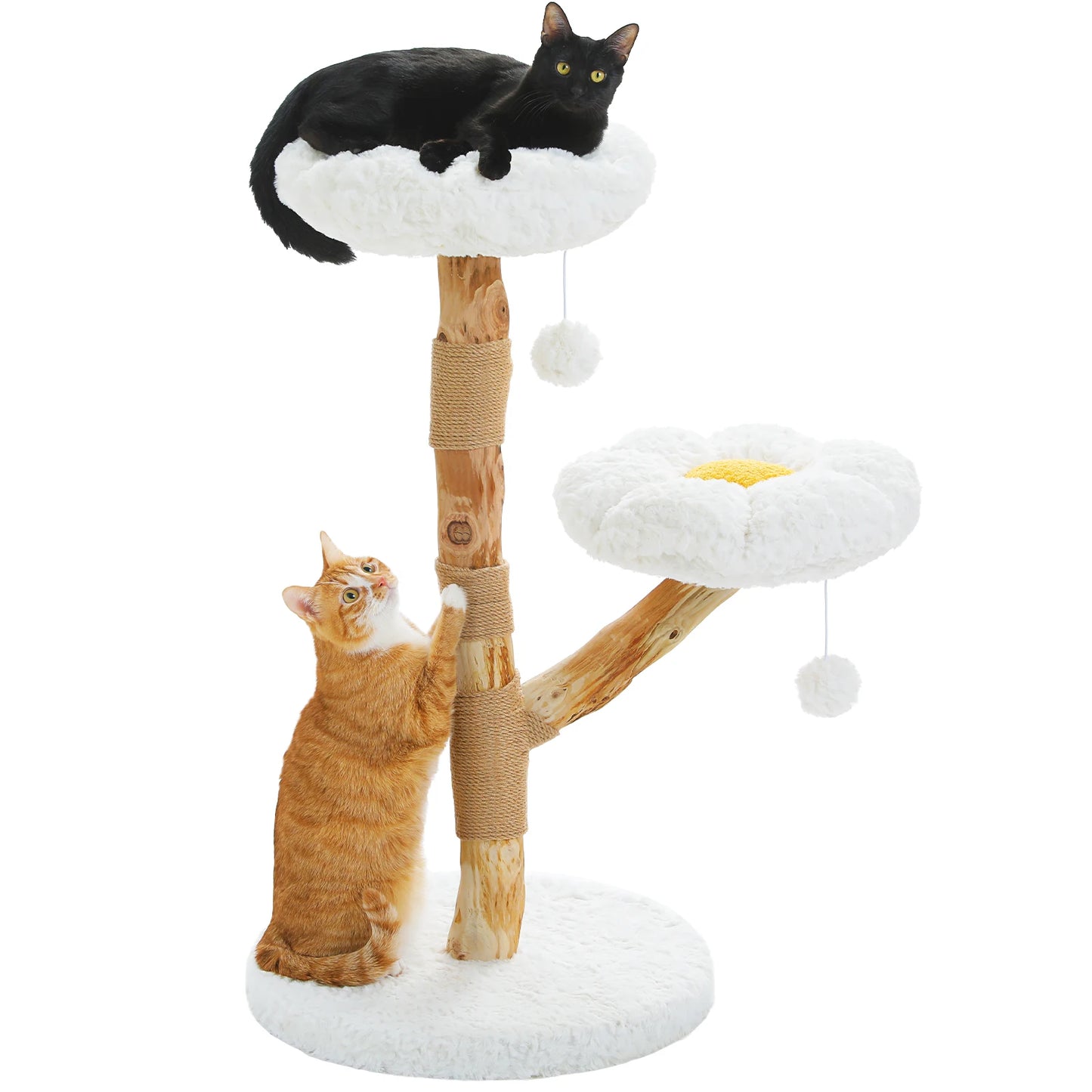 PAWZ Road Wood Cat Tree With Wicker Basket Bed Sisal