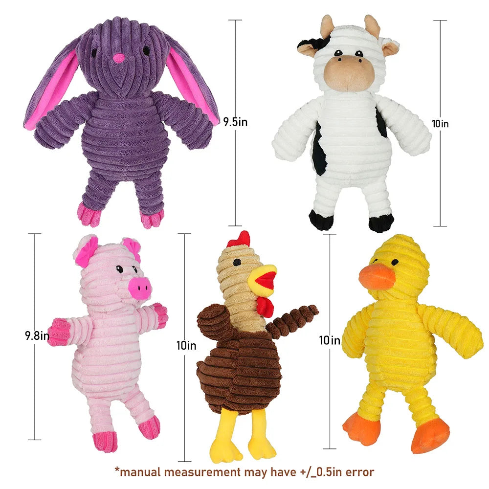 5 Pack Plush Dog Toys Squeaky Chew Bundle For Dogs
