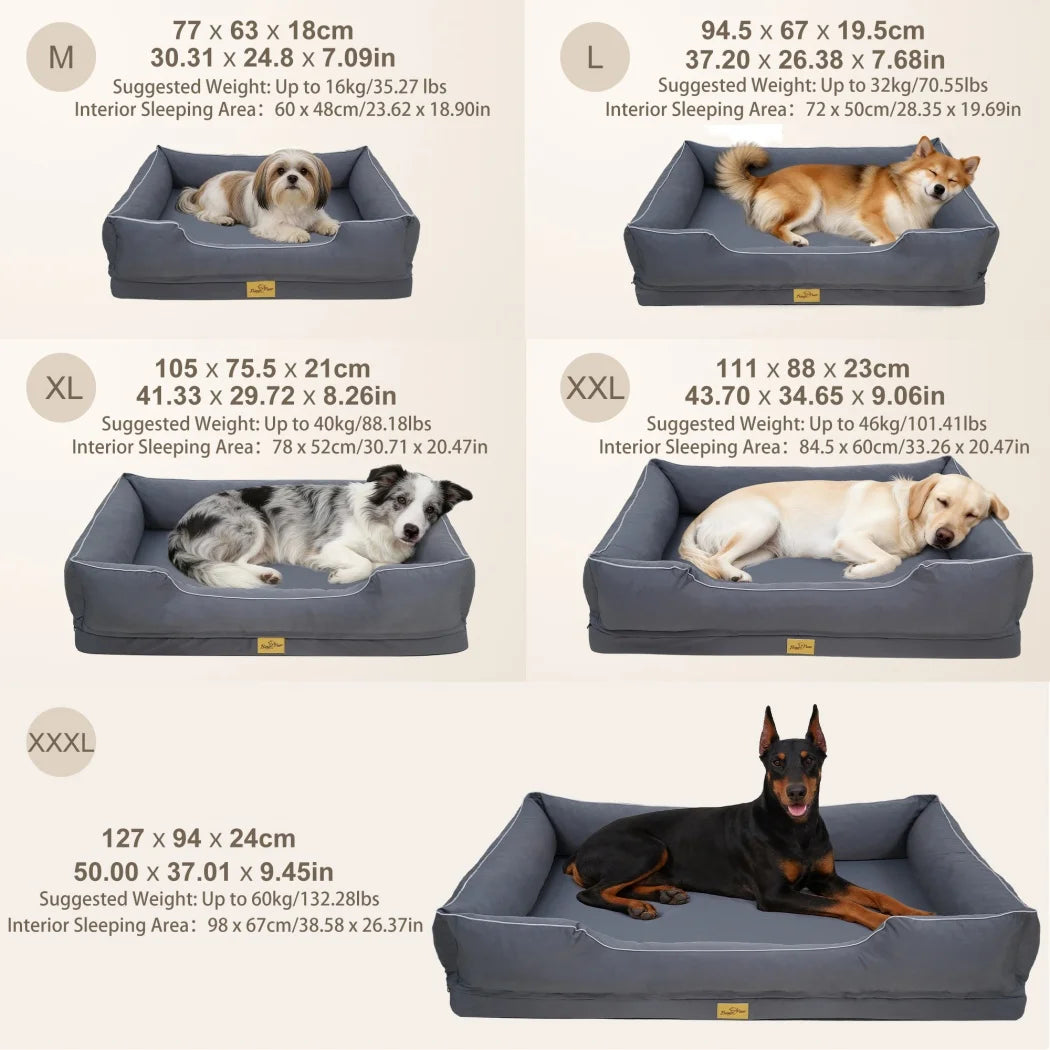 BORWART CN Large Orthopedic Dog Bed Sofa With Bolster Sides