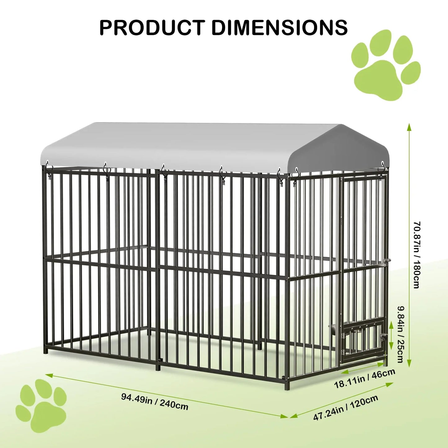 Heavy-Duty Metal Dog Kennel Outdoor Roof Double Lock Walk-In Durable