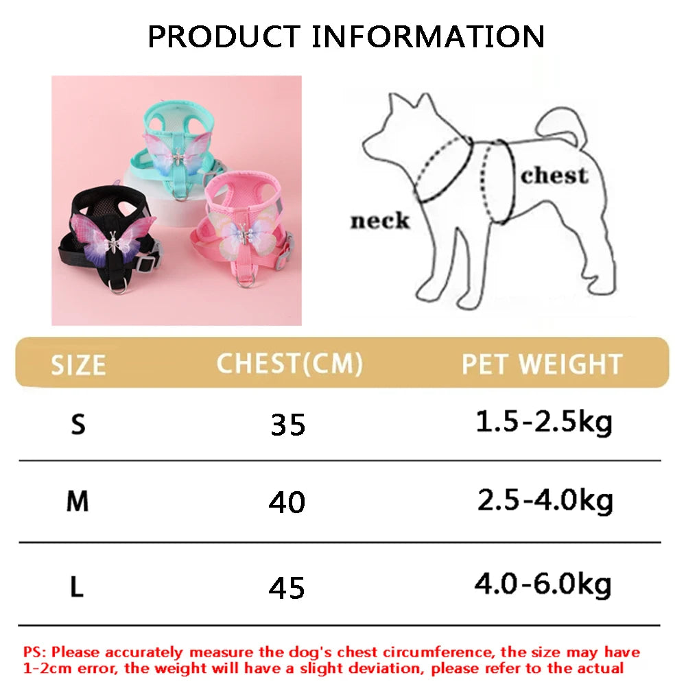 Breathable Cat Harness Set Butterfly Design With Leash