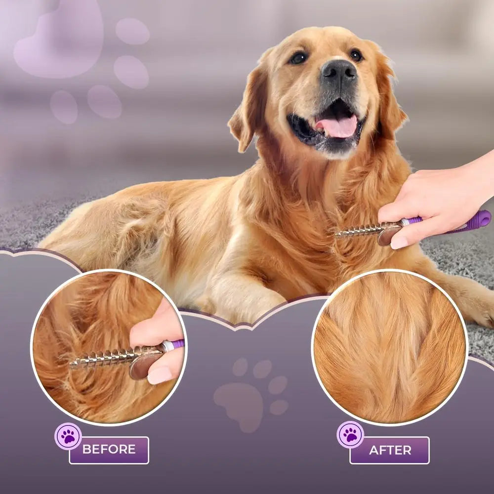 Dematting Undercoat Rake For Dogs And Cats Stainless Steel Blades