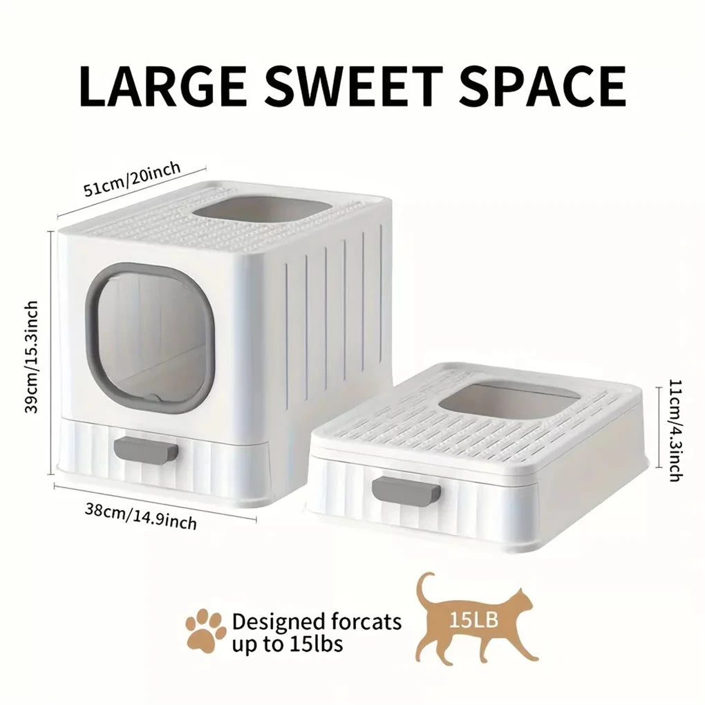 Leak Proof Enclosed Cat Litter Box With Drawer And Scoop