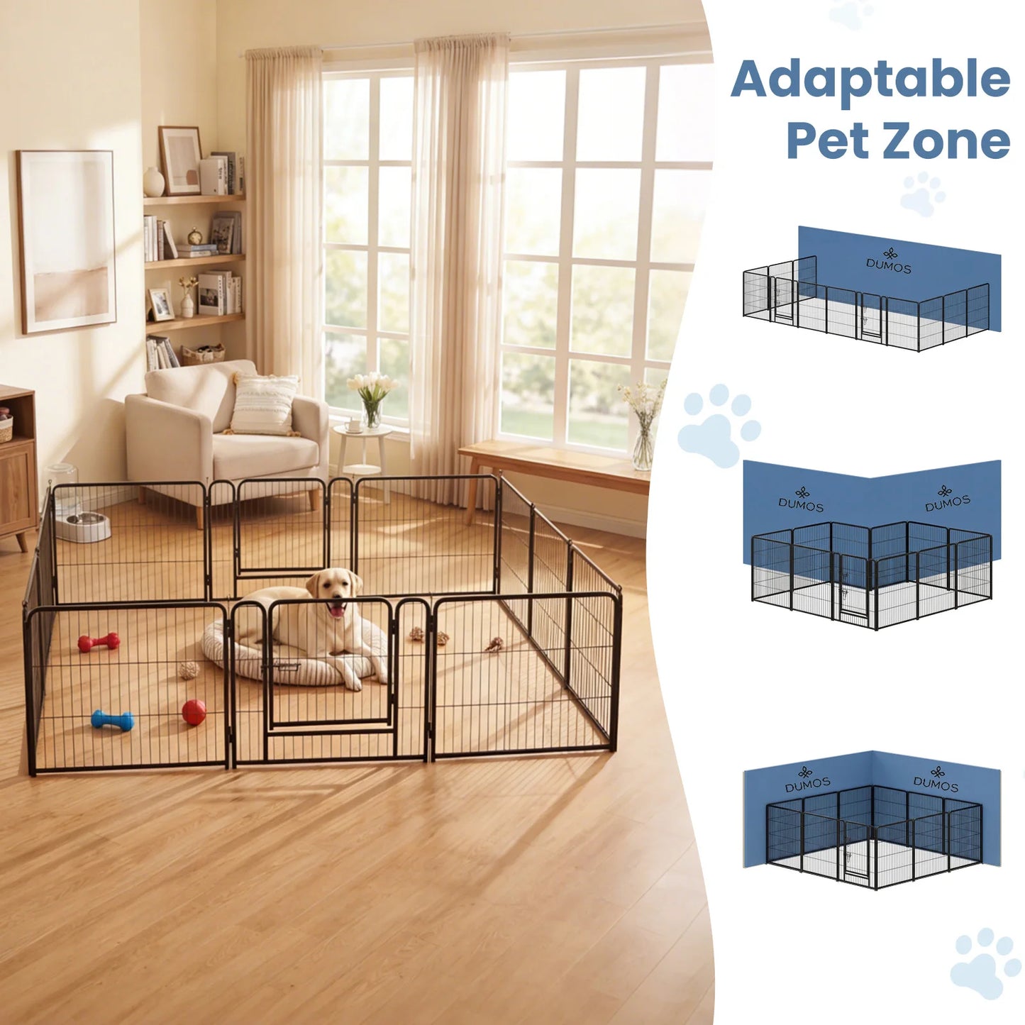 JHK Foldable Metal Dog Playpen For Indoor Outdoor Exercise