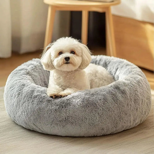 Calming Donut Dog Bed With Washable Cover Non Skid Bottom