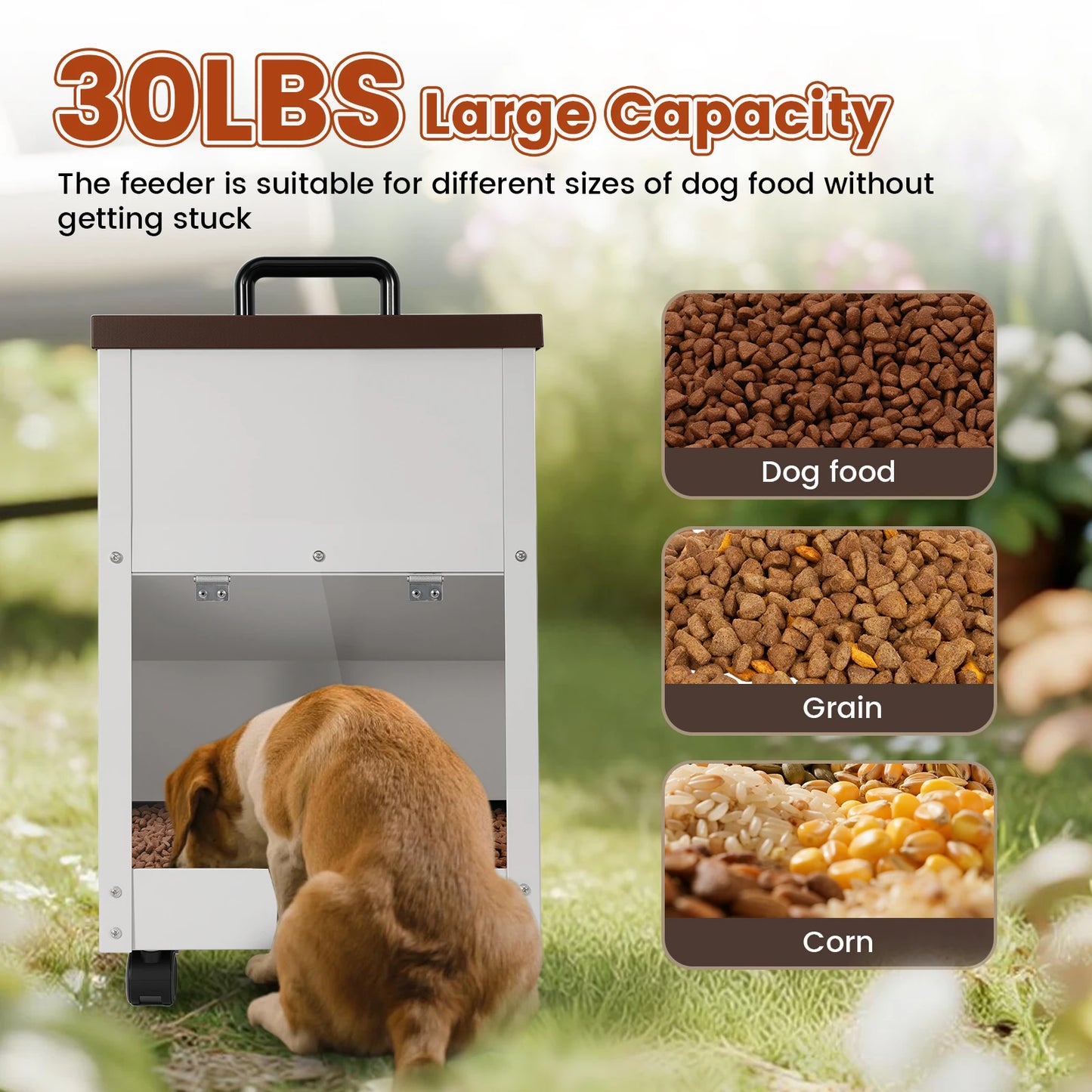 Large Capacity Automatic Pet Dog Feeding Dispenser With Wheels