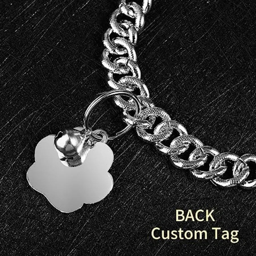 Diamond Chain Glitter Cat Collar With Buckle Paw Charm ID