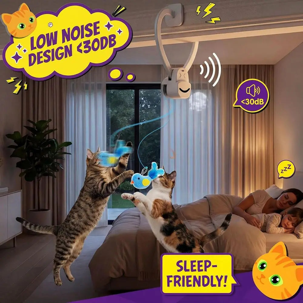 Indoor Cat Toy USB Rechargeable Automatic Bird Wand Chase