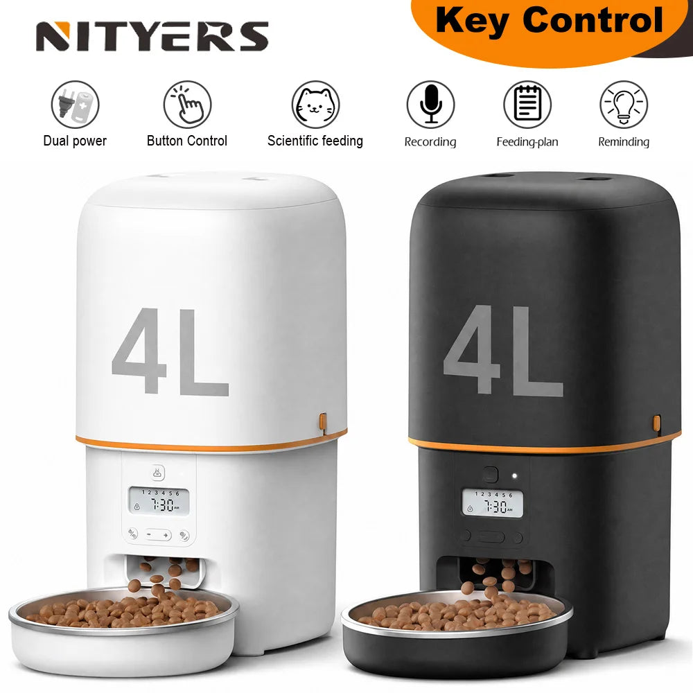 Nityers Automatic Cat Feeder With Timed Dispenser And Stainless Bowl