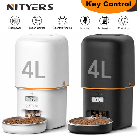 Nityers Automatic Cat Feeder With Timed Dispenser And Stainless Bowl