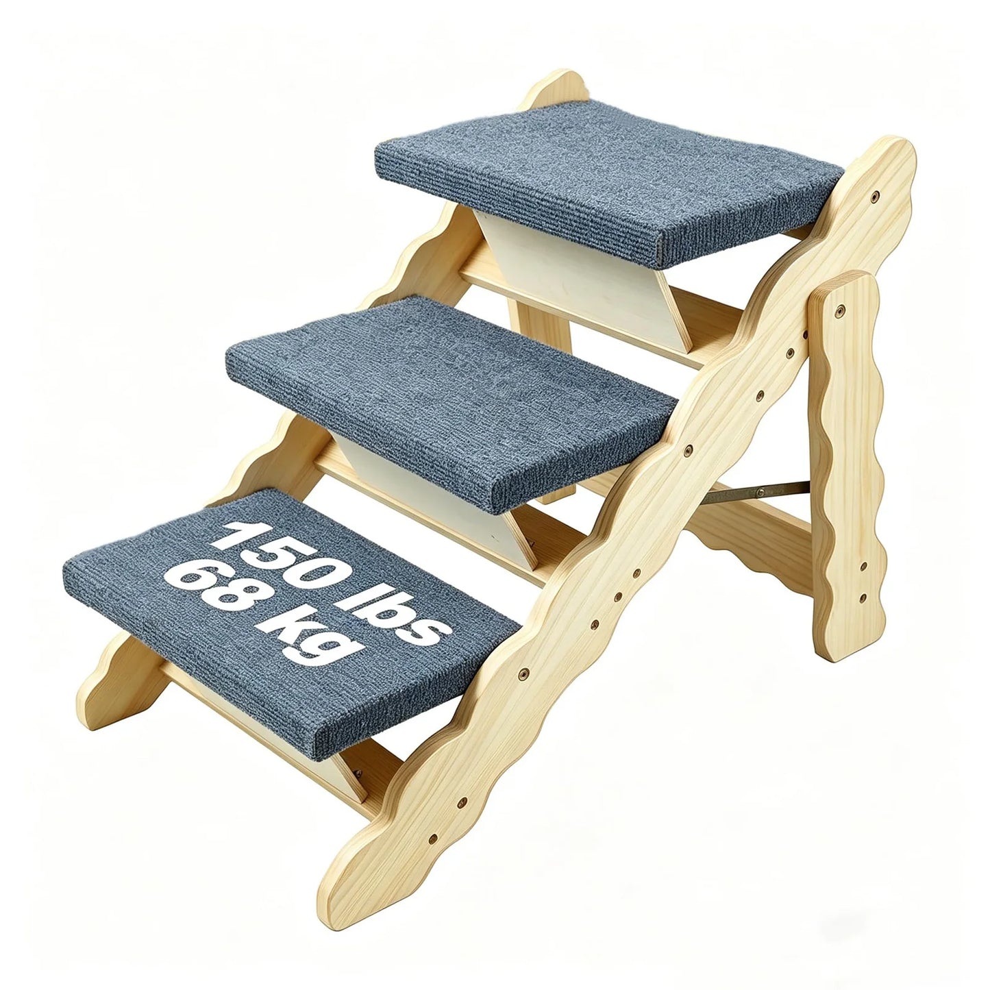 DishyKooker Two In One Wooden Pet Stairs Folding Ramp