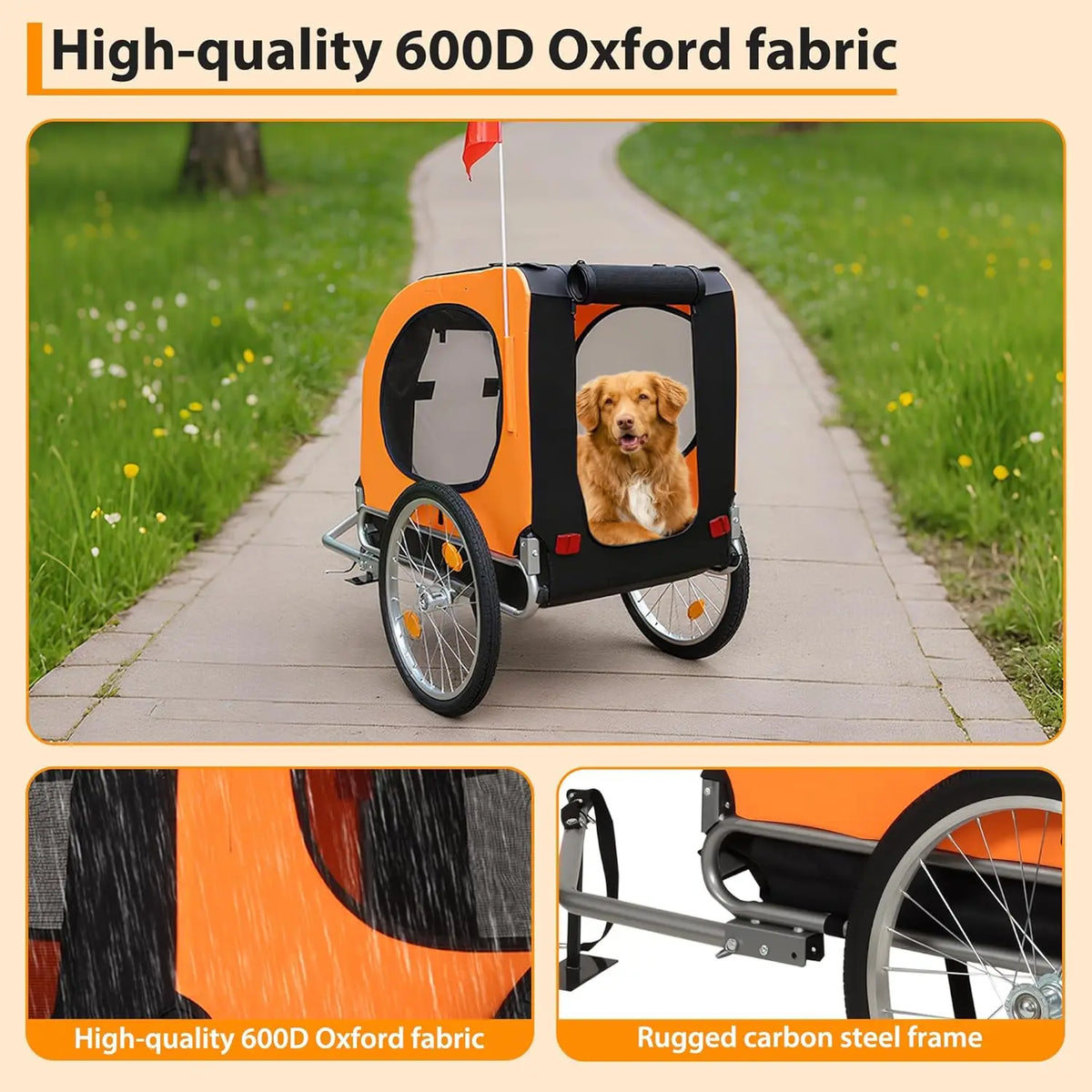 TWISTER.CK Foldable Dog Bike Trailer With Quick Release Universal Coupler