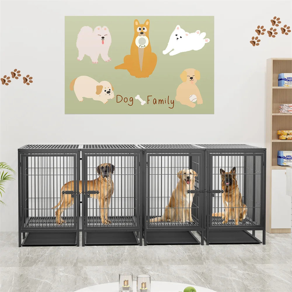BORWART Heavy Duty Two Dog Crate With Removable Divider Panel