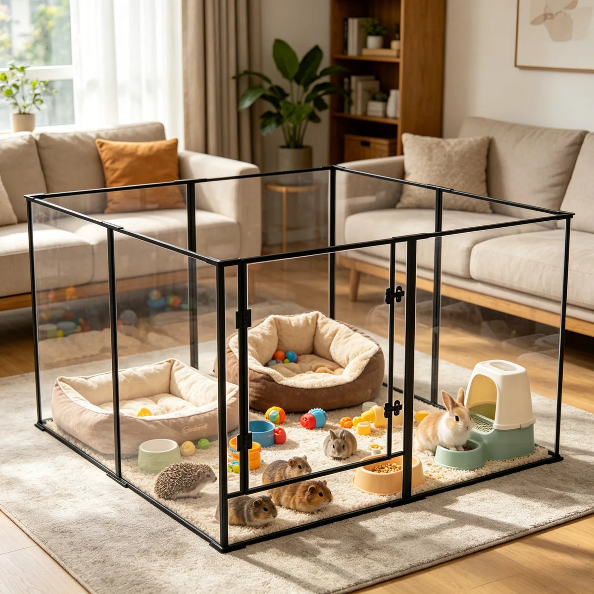 BINGOPAW 8 Panel Clear Acrylic Dog Playpen For Small Animals