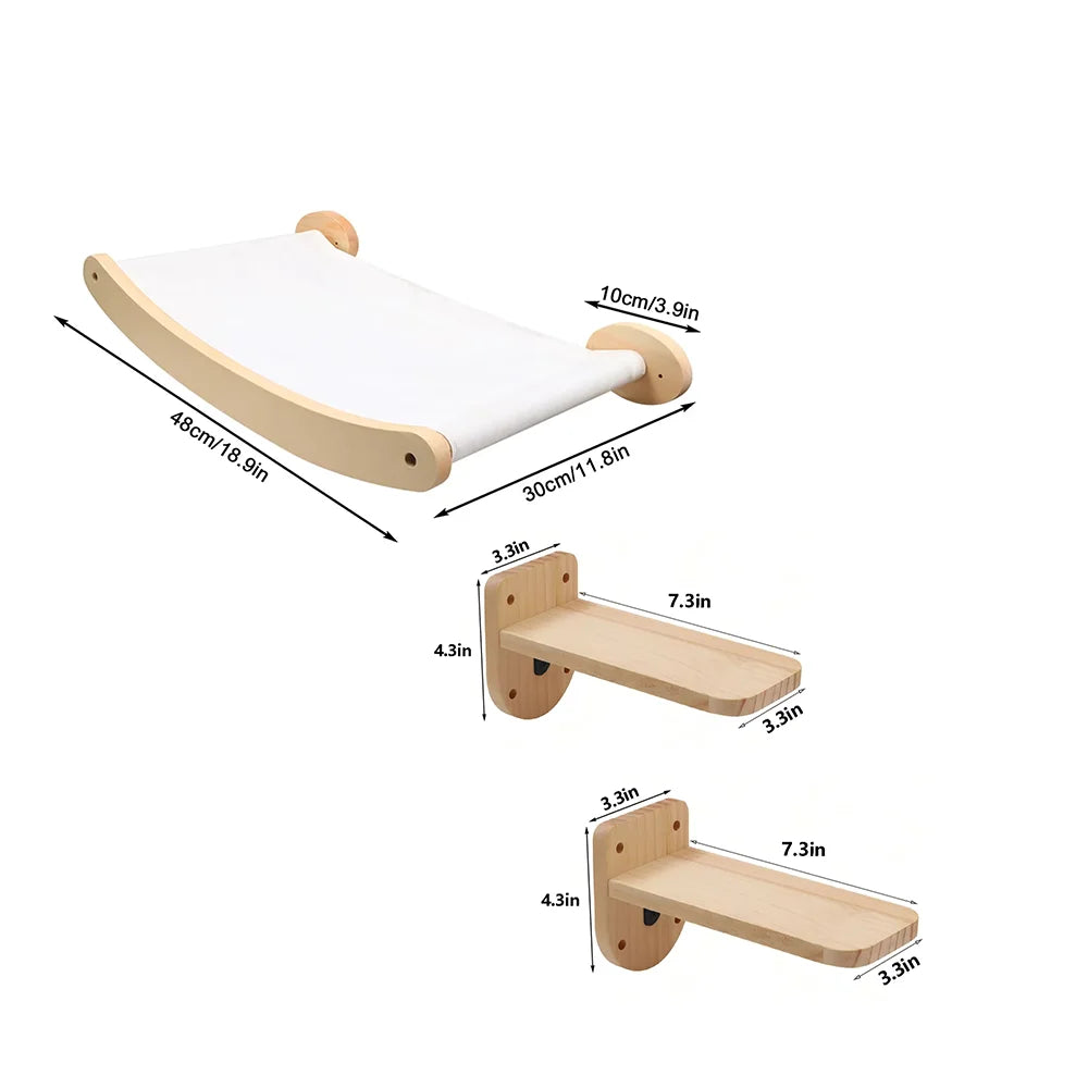 CWV Wall Mounted Cat Climbing Platform With Hammock Sisal Rope