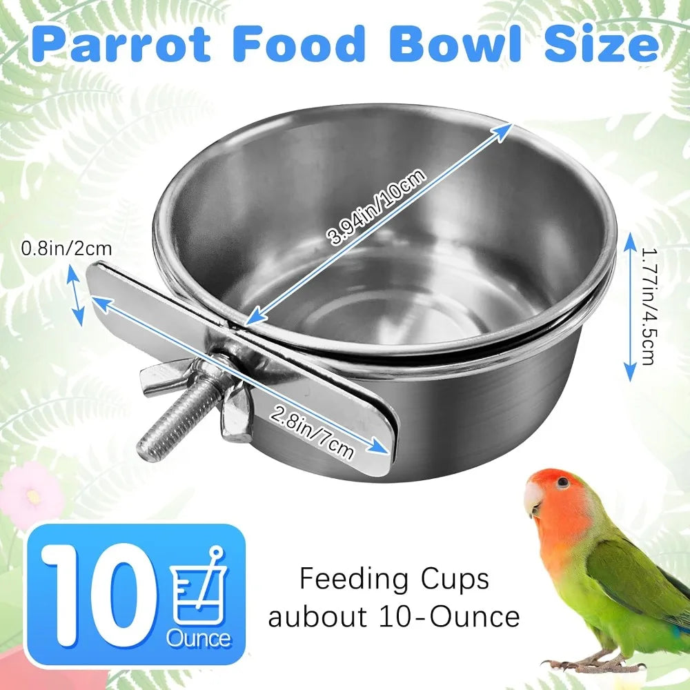 Two Pcs Plastic Bird Cage Feeder Cups For Pet Birds