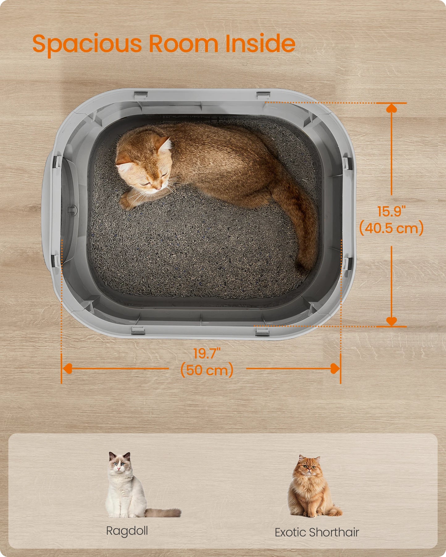 Feandrea Enclosed Cat Litter Box With Slide Out Tray