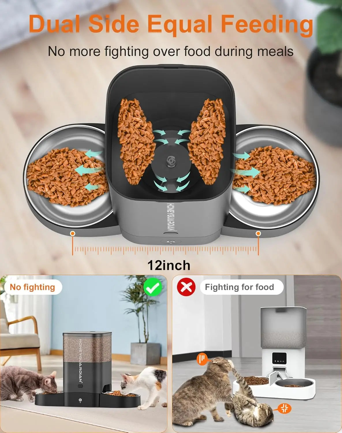 Smart Cat Feeder For Two Cats With WiFi App Control