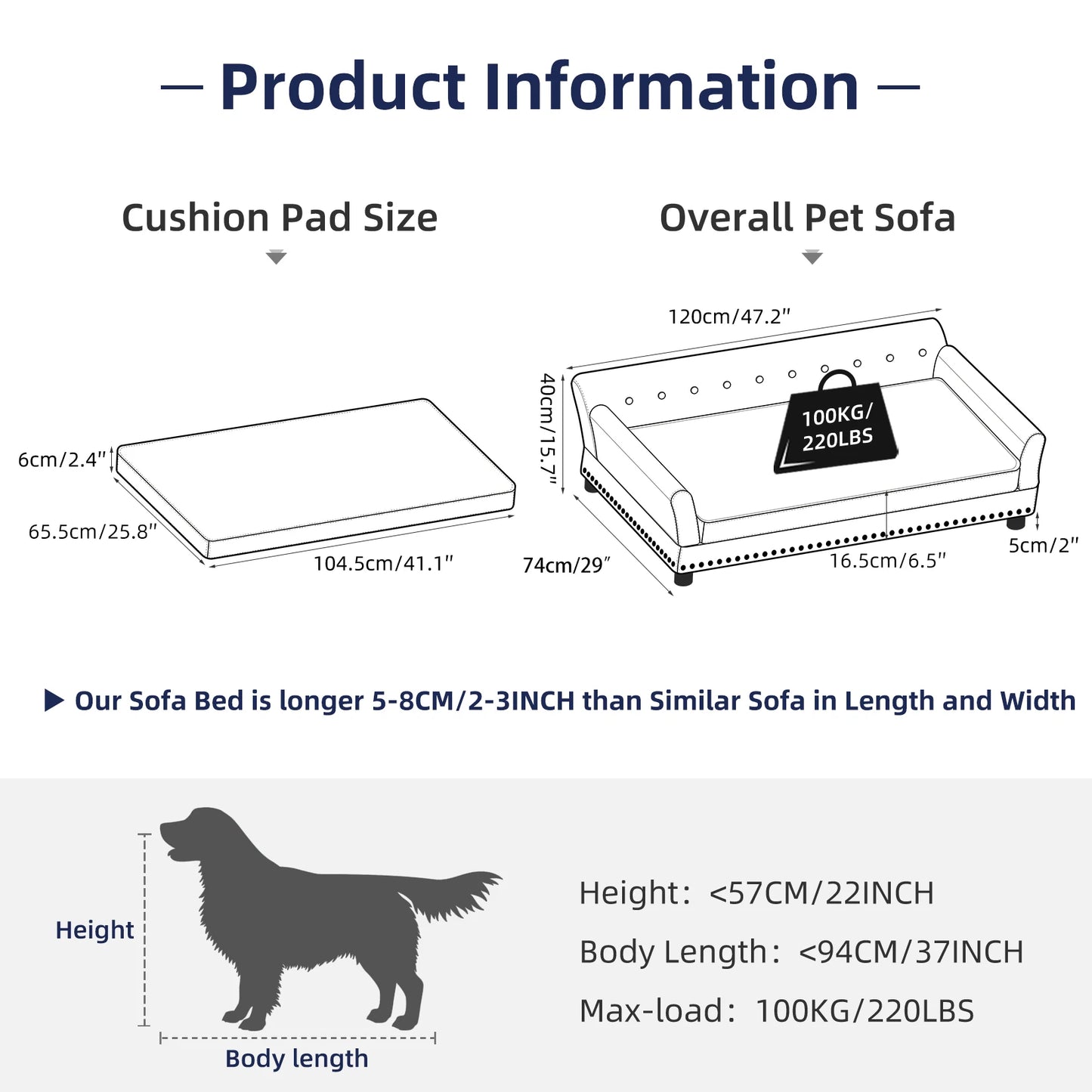 BINGOPAW Elevated Dog Sofa Bed With Cushion