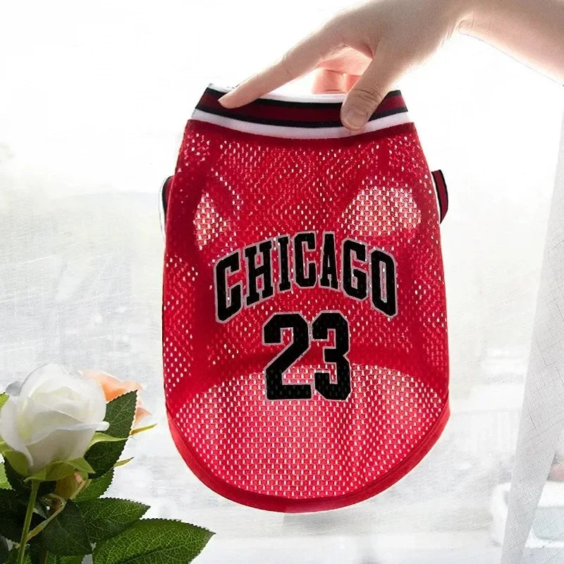 Dog Basketball Jersey Summer Pet Clothes Mesh Breathable Vest