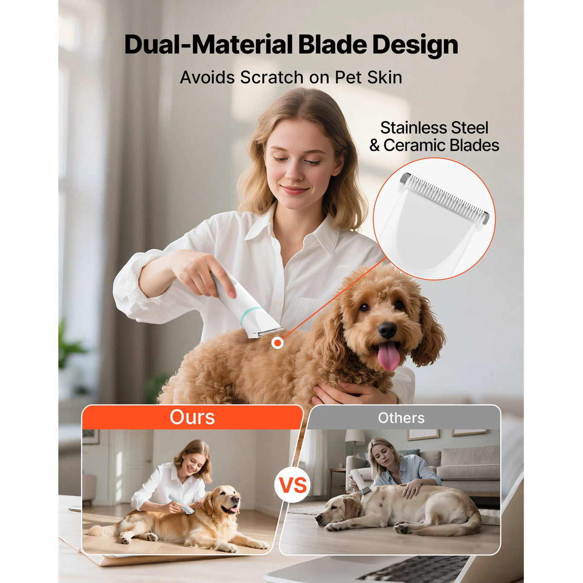 Rechargeable Dog Clippers With Detachable Blades For Grooming