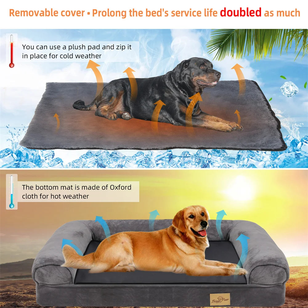 BORWART Calming Orthopedic Memory Foam Dog Bed With Removable Cover
