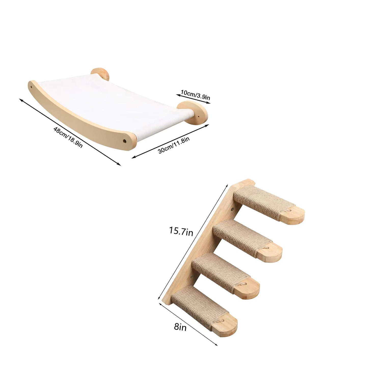 CWV Wall Mounted Cat Climbing Platform With Hammock Sisal Rope
