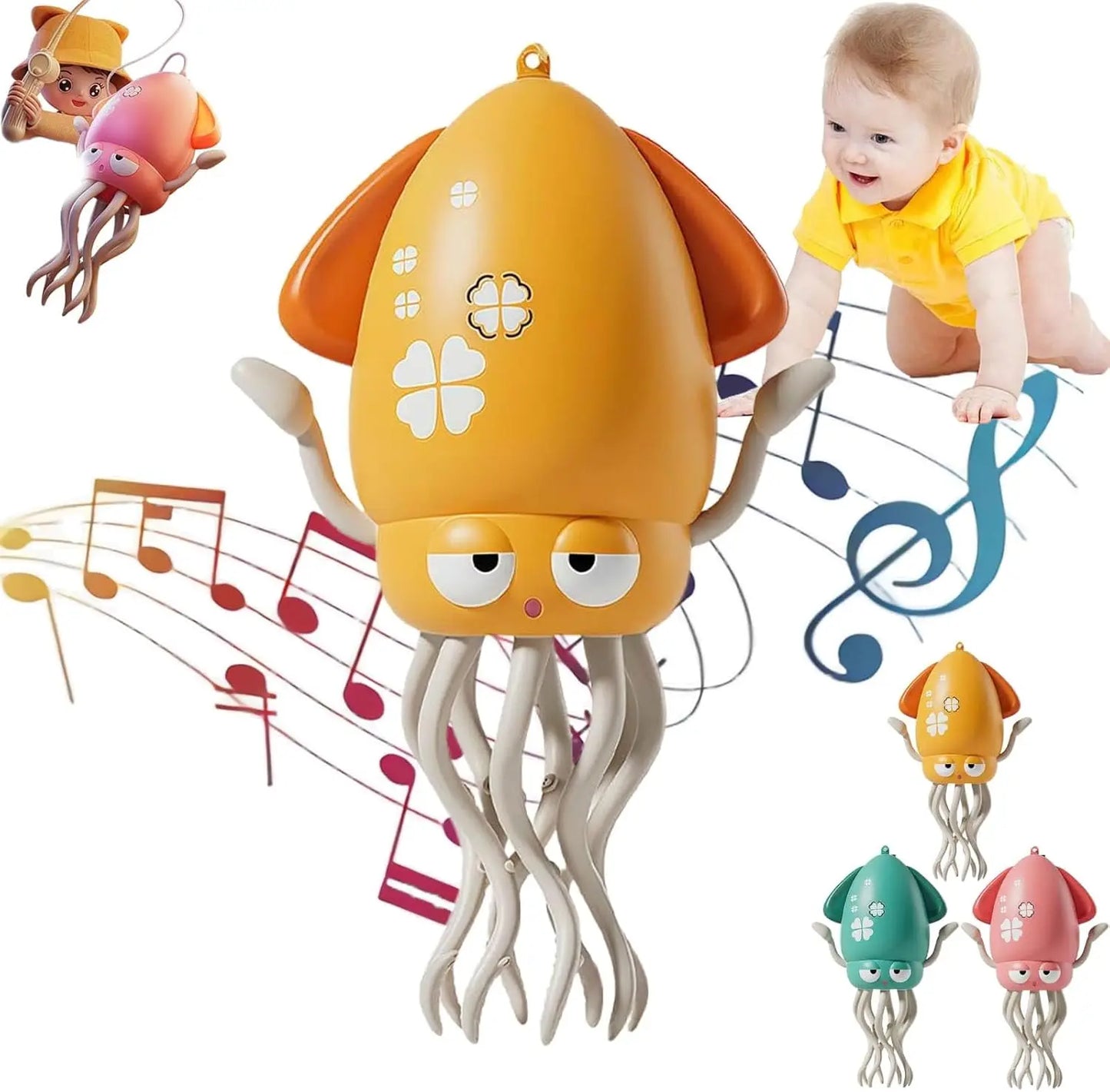 CONUSEA LED Dance Octopus Toy USB Rechargeable Interactive Baby