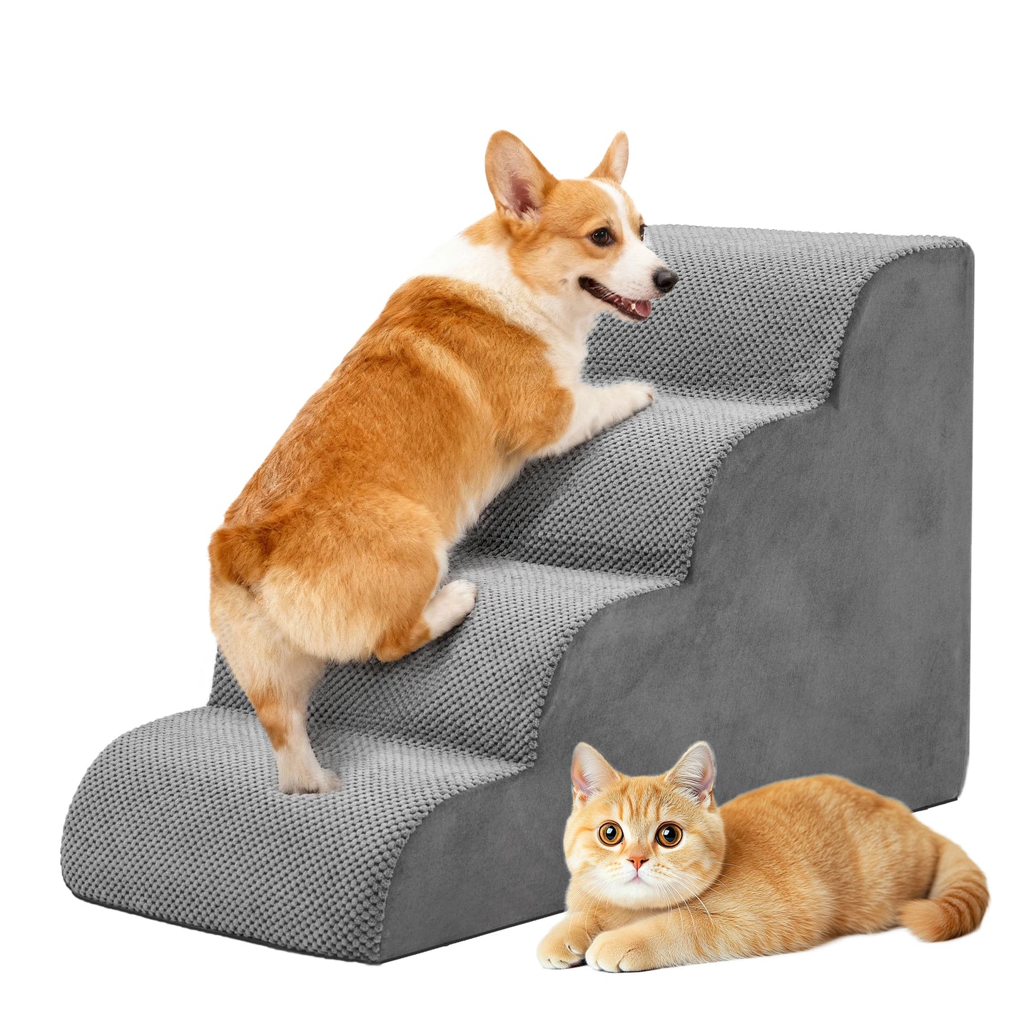 Curved High-Density Foam Dog Stairs Ramp For Small Dogs Non-Slip