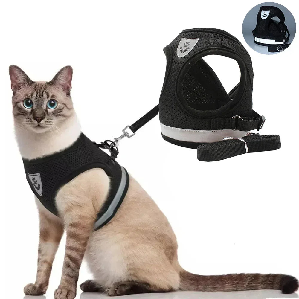 CAIBAN Cat Harness Leash Set Reflective Escape Proof Nylon Vest
