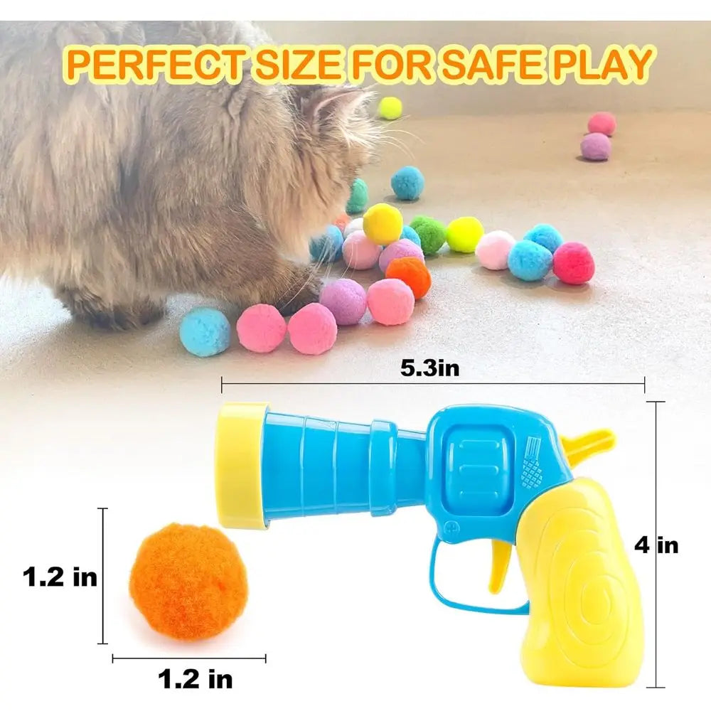 Cat Ball Launcher Toy Set With Plush Balls Interactive Toy