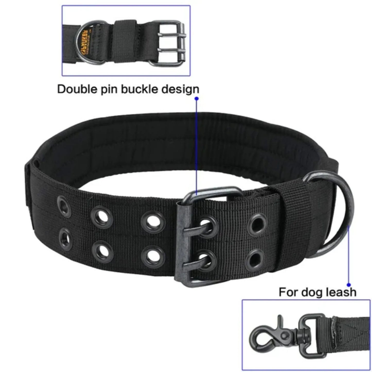 Tactical Heavy Duty Nylon Dog Collar With Metal Buckle
