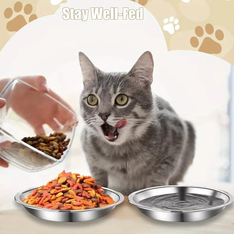 Slip Resistant Stainless Steel Cat Bowl Set With Low Profile Design