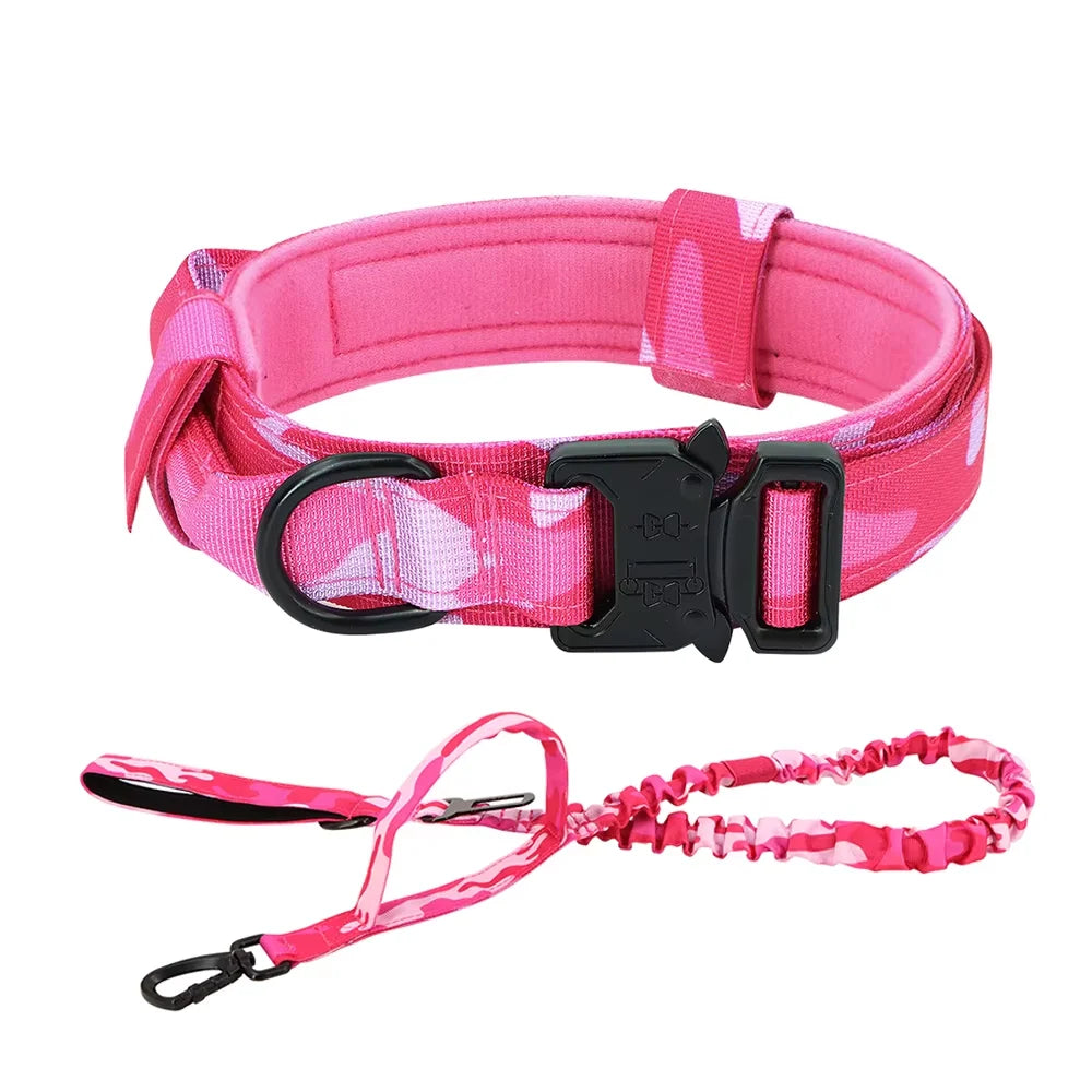 Nylon Adjustable Tactical Dog Training Collar And Leash Set
