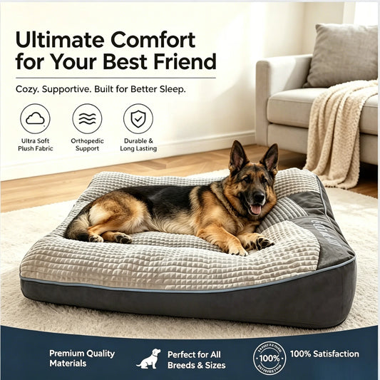 Orthopedic Dog Bed With Non-Slip Bottom For All Life Stages