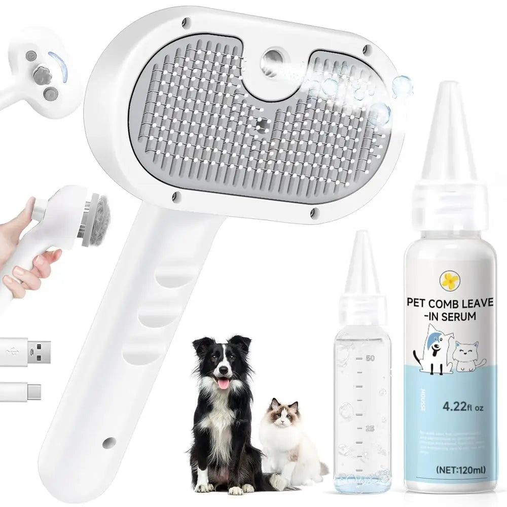 Pet Steam Brush Grooming Comb With Gentle Mist For Shedding