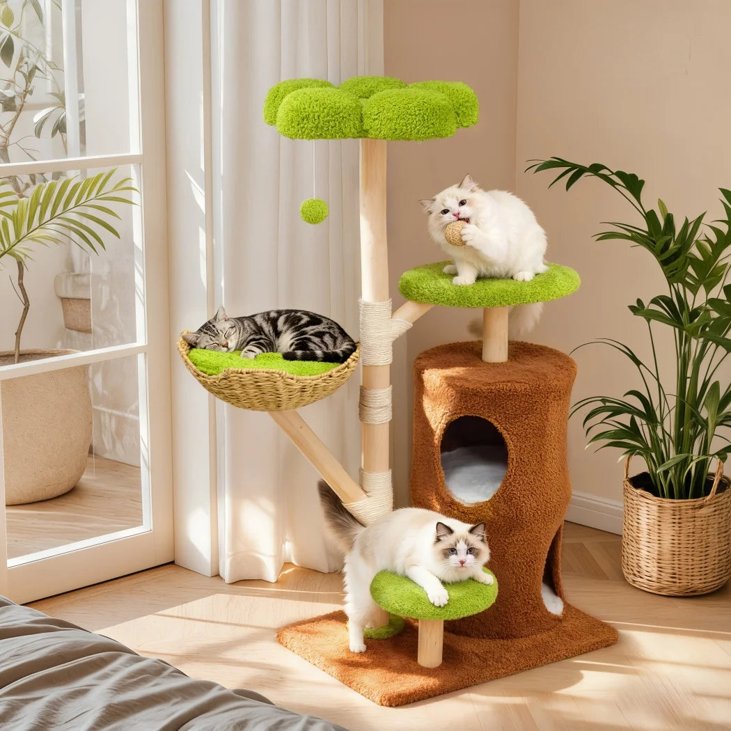 Borwart Double Tier Cat Tree Scratching Post and Activity Center