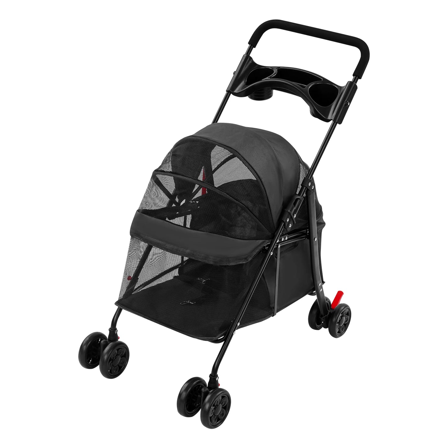Foldable Pet Travel Cart With Water Cup Holder And Handle