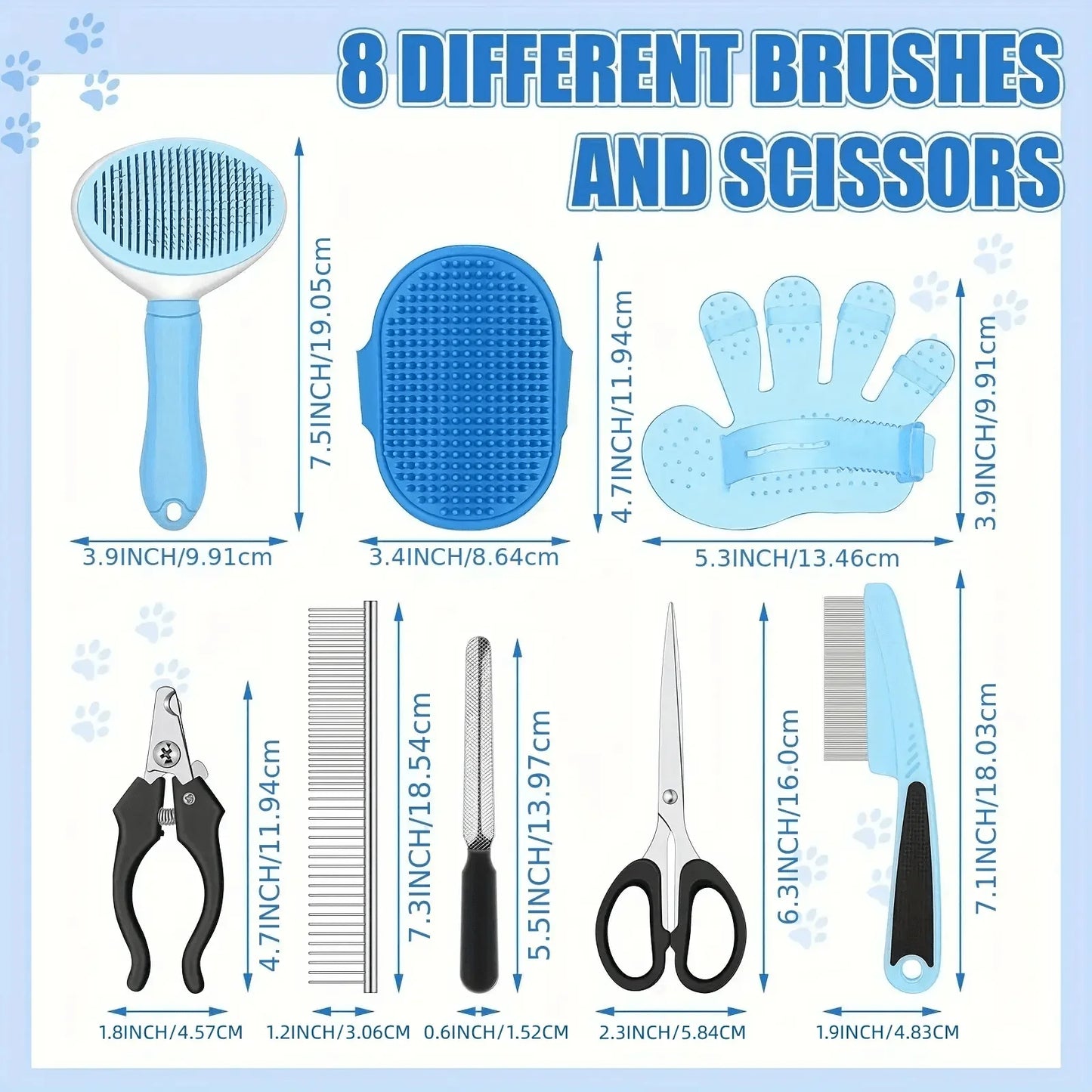 Professional Dog Grooming Kit Slicker Brush Dematting Rake And Clips