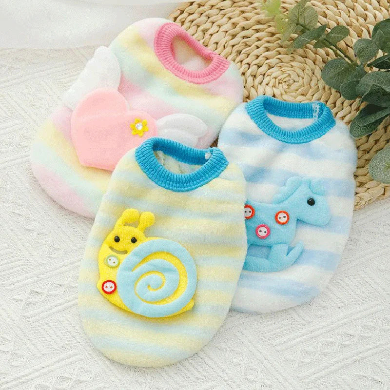 Cute Print Tea Cup Dog Sweater Winter Warm Fleece Clothing